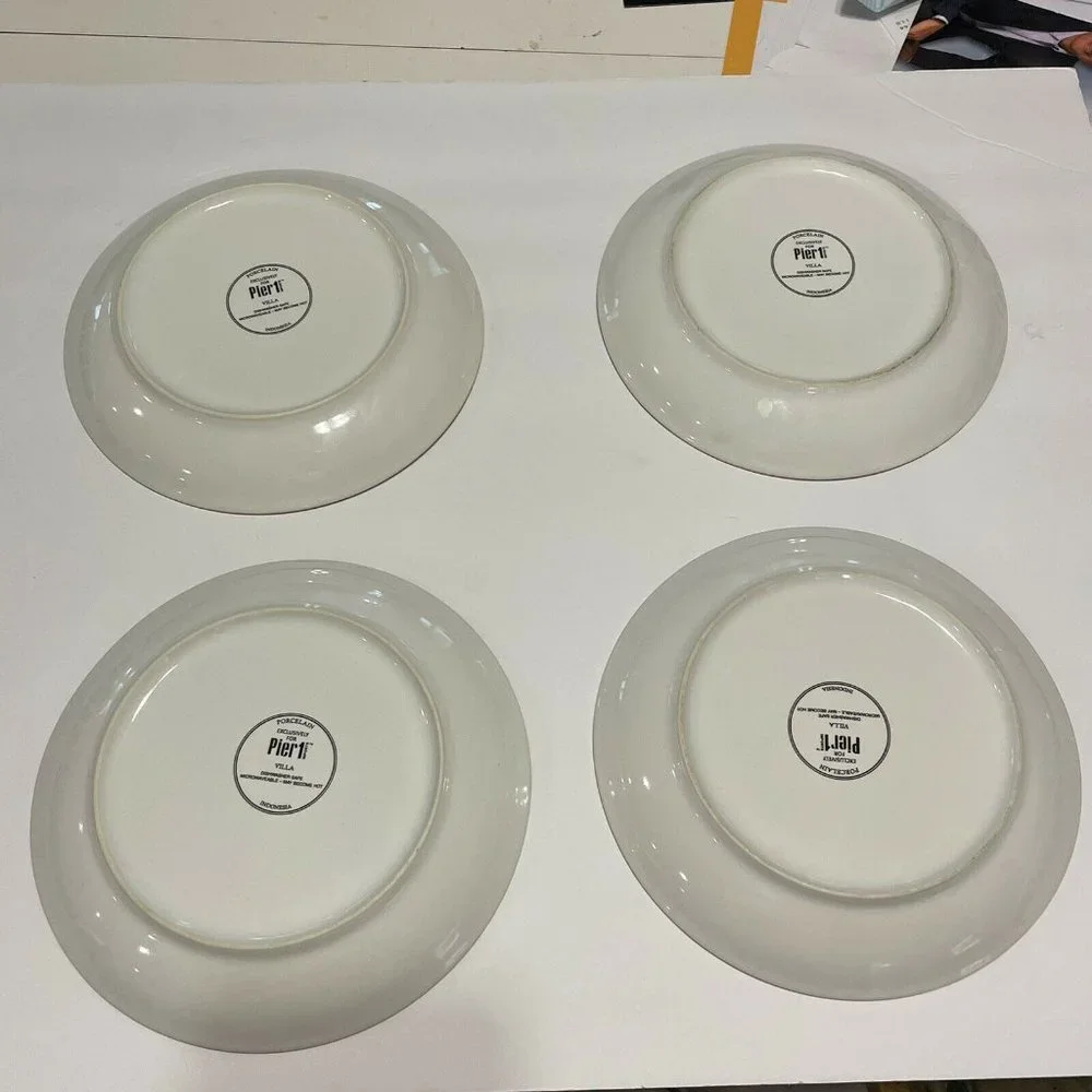 4- pier one 8” salad side Dessert plate red floral